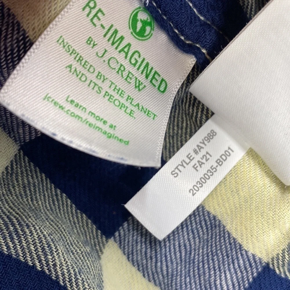 J. Crew Slim Blue Plaid Button Down Shirt Size XL